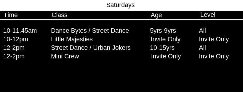 Saturdays Saturdays