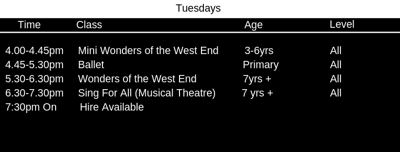 TUESDAYS TUESDAYS
