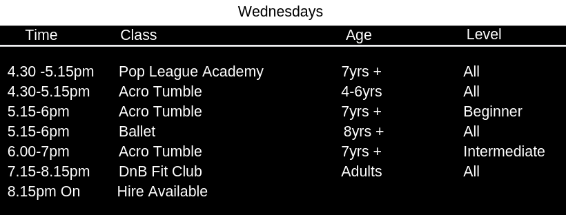 Wednesdays Wednesdays